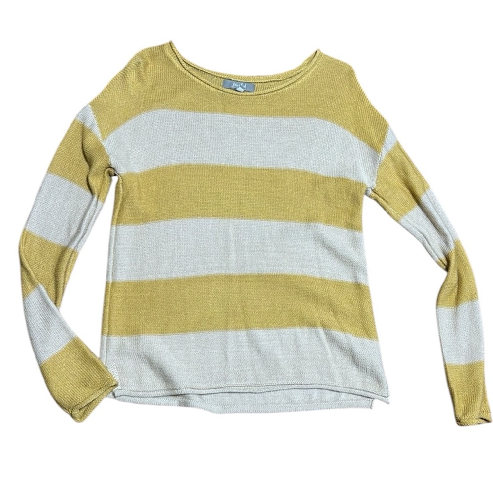 Marled Striped Mustard Sweater Size Large